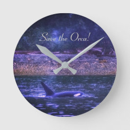 Retten Sie dem Orca runde Wand-Uhr Wanduhr