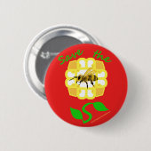 Retten Sie den Bienen Blumen-Entwurfs-Knopf Button (Vorne & Hinten)