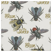 Retten Sie den Bienen Vintage Biene Stoff (Nahaufnahme)