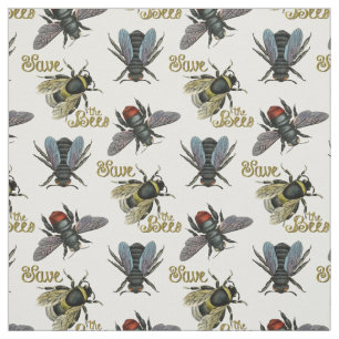 Retten Sie den Bienen Vintage Biene Stoff