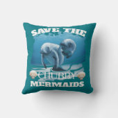 Retten Sie den Chubby Meerjungfrauen Manatis Kissen (Rückseite)