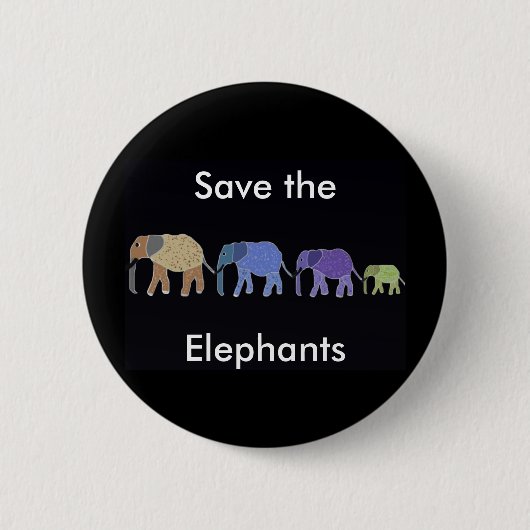 Retten Sie den Elefanten Knopf Button (Vorderseite)