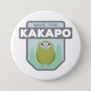 Retten Sie den Kakapo-Papageien-Knopf Button