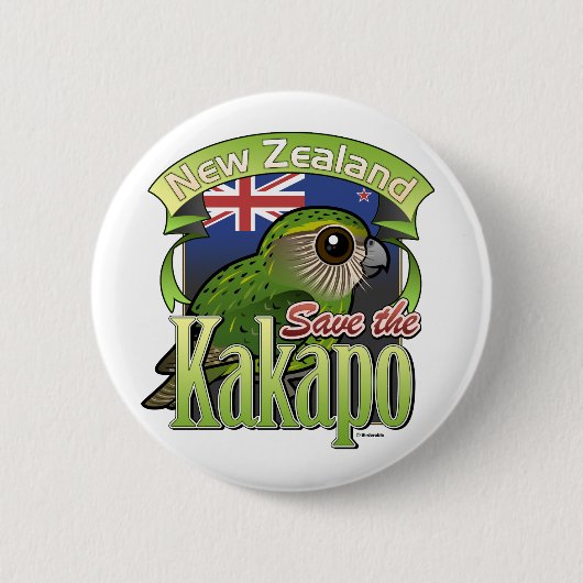 Retten Sie den NeuseelandKakapo Button (Vorderseite)