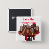 Retten Sie den Orang-Utans niedliche Babys Button (Vorne & Hinten)