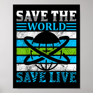 Retten Sie den Planeten Erde Globus - Umweltschutz Poster