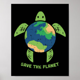 Retten Sie den Planeten Erde Tag Umwelt Schildkröt Poster
