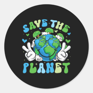 Retten Sie den Planeten glückliche Shirts des Eart Runder Aufkleber