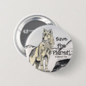 Retten Sie den Planeten! Wolf-Knopf Button (Vorne & Hinten)