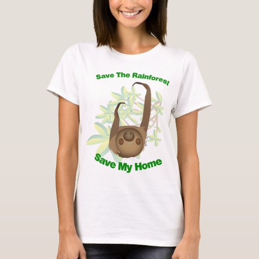 Retten Sie den RegenwaldSloth T-Shirt (Vorderseite)