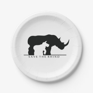 Retten Sie den Rhino Pappteller