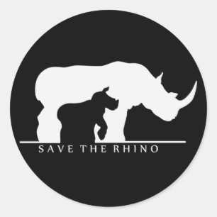 Retten Sie den Rhino Runder Aufkleber