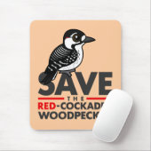 Retten Sie den Roten-cockaded Specht Mousepad (Mit Mouse)