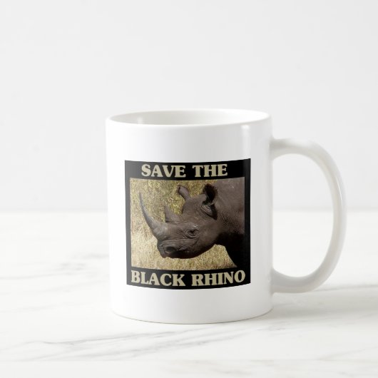 Retten Sie den schwarzen Rhino Kaffeetasse (Rechts)