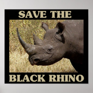 Retten Sie den schwarzen Rhino Poster