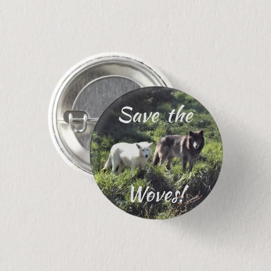 Retten Sie den Wölfen Button (Vorne & Hinten)