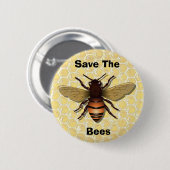 Retten Sie die Bienen, menschlichen Knopf Button (Vorne & Hinten)