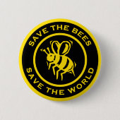 Retten Sie die Bienen retten die Welt Button (Vorderseite)