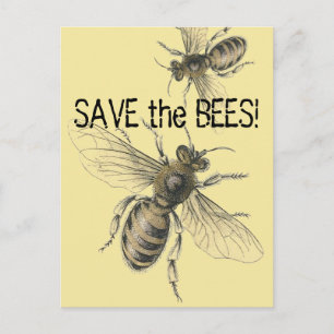 Retten Sie die Bienen Vintage-Bienenbilder Postkarte