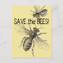 Retten Sie die Bienen Vintage-Bienenbilder Postkarte