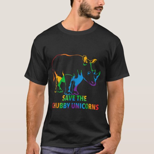 Retten Sie die Chubby Unicornsfarbe T-Shirt (Vorderseite)