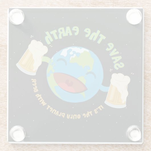 Retten Sie die Erde Glasuntersetzer (Rückseite)