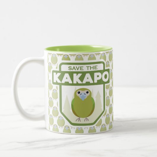 Retten Sie die Kakapo-Papageien-Tasse Zweifarbige Tasse (Links)