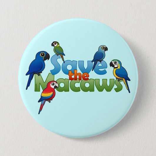 Retten Sie die Macaws Button (Vorderseite)