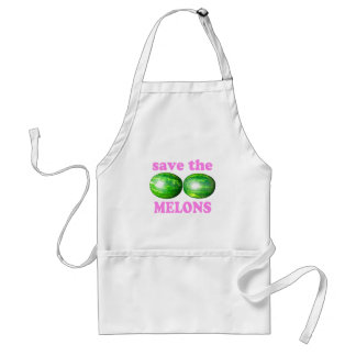 retten Sie die Melonen auf Weiß mit Rosa Schürze