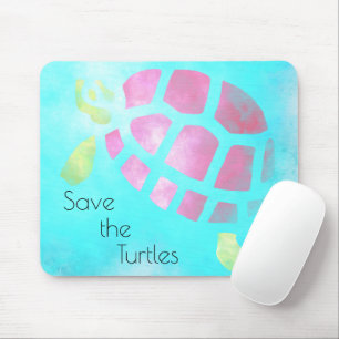 Retten Sie die Schildkröten Wasserfarbe Mousepad