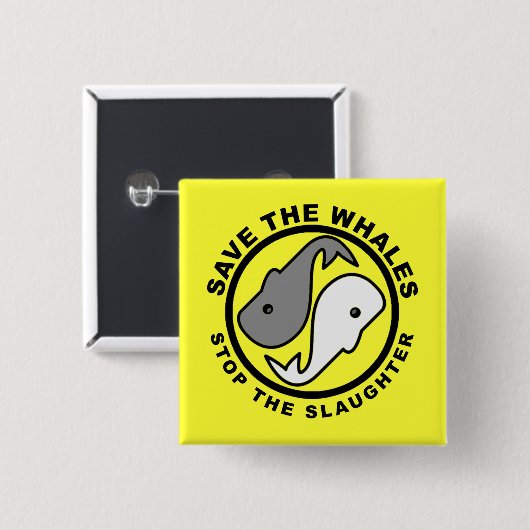 Retten Sie die Wale - Tierrechte Button (Vorne & Hinten)