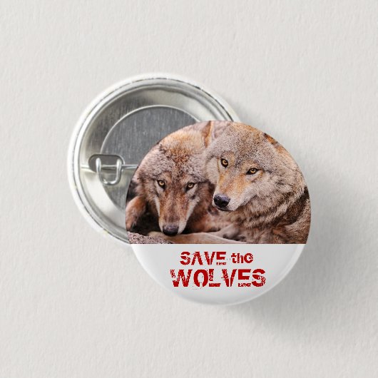 Retten Sie die Wölfe Button (Vorne & Hinten)