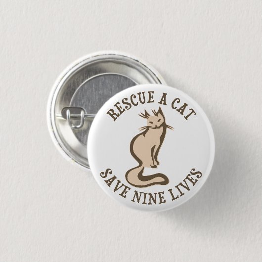 Retten Sie eine Katze retten neun Leben Button (Vorne & Hinten)