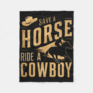Retten Sie eine Pferdereifahrt Ein Cowboy Der Sonn Fleecedecke