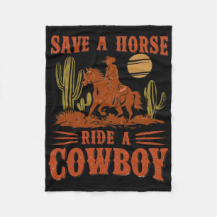 Retten Sie eine Pferdereifahrt Ein Cowboy Der Sonn Fleecedecke