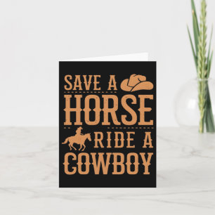Retten Sie eine Pferdereifahrt Ein Cowboy Der Sonn Karte