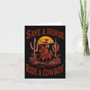 Retten Sie eine Pferdereifahrt Ein Cowboy Der Sonn Karte