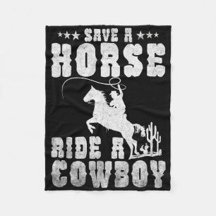 Retten Sie eine Pferdereifahrt Ein Cowboy Funny Re Fleecedecke