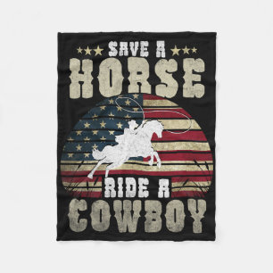 Retten Sie eine Pferdereifahrt Ein Cowboy Funny Re Fleecedecke