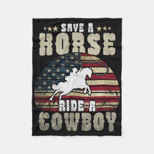 Retten Sie eine Pferdereifahrt Ein Cowboy Funny Re Fleecedecke