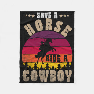 Retten Sie eine Pferdereifahrt Ein Cowboy Funny Re Fleecedecke