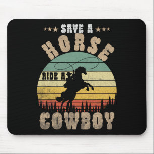 Retten Sie eine Pferdereifahrt Ein Cowboy Funny Re Mousepad
