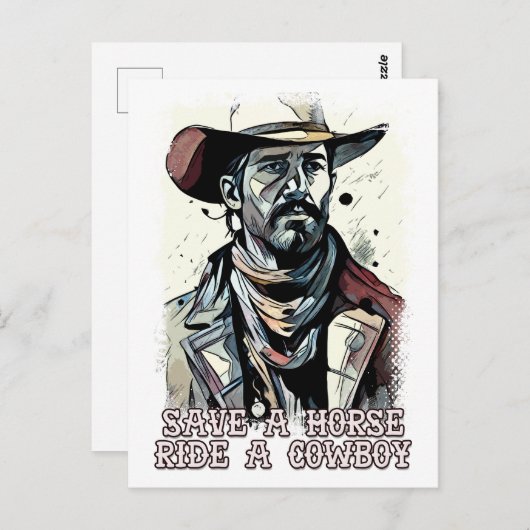 Retten Sie eine Pferdereifahrt ein Cowboy Funny We Postkarte (Vorne/Hinten)