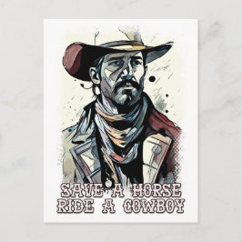 Retten Sie eine Pferdereifahrt ein Cowboy Funny We Postkarte