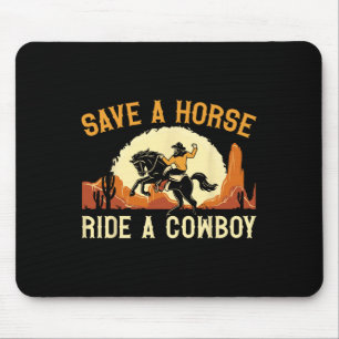 Retten Sie eine Pferdereifahrt Ein Cowboy Western Mousepad