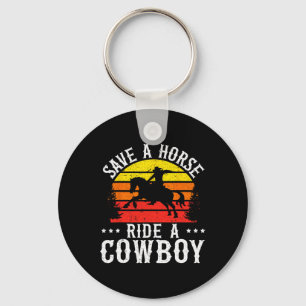 Retten Sie eine Pferdereifahrt Ein Cowboy Western  Schlüsselanhänger