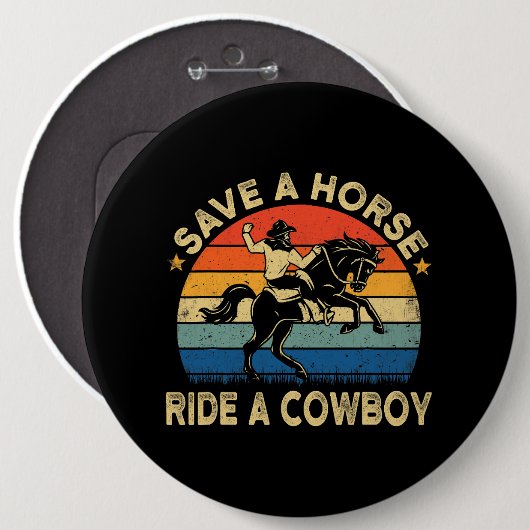 Retten Sie eine Pferdeschlittenfahrt Eine Cowboy-K Button (Vorne & Hinten)