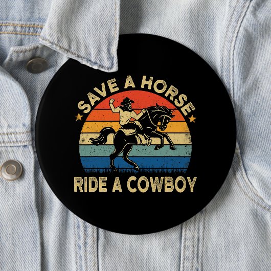 Retten Sie eine Pferdeschlittenfahrt Eine Cowboy-K Button (Beispiel)