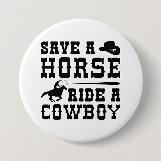 Retten Sie einen Pferdereiten einen Cowboy Button (Vorderseite)