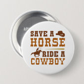 Retten Sie einen Pferdereiten einen Cowboy Button (Vorne & Hinten)